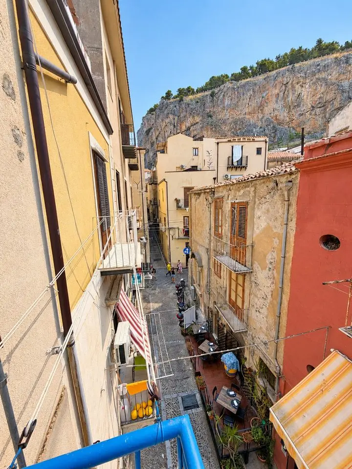 View of the Rocca from the balcony, Casa del Duomo, Cefalù