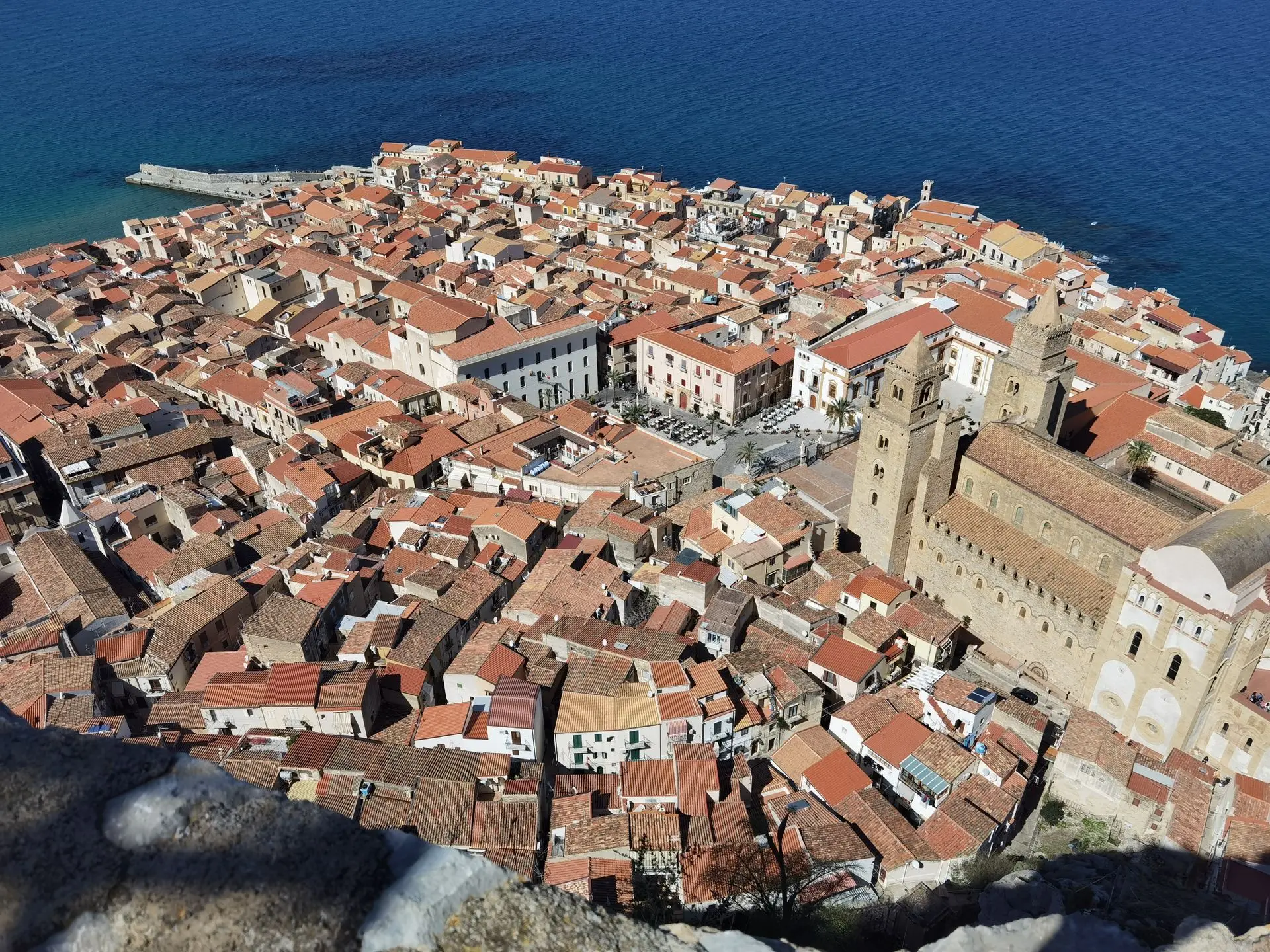 Cefalù rooftops and Cathedral seen from the Rocca